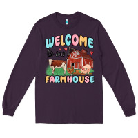 Plum welcome to our farmhouse Long Sleeve Tee - MaliasSmallBusiness
