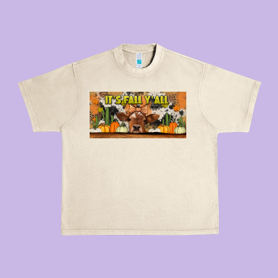 It's Fall Y'all Cow Urban Heavy Tee Designed By Jasminsmagicworld