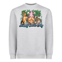 Heather Grey Gnome Bunny Happy Eater Day Heavyweight Sweatshirt - NancyCooperArtShop