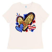Bone American flag heart leopard Ladies Tee - Zillion Design Studio