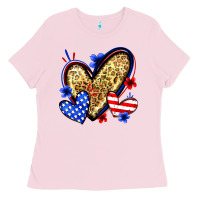 Bubblegum Pink American flag heart leopard Ladies Tee - Zillion Design Studio