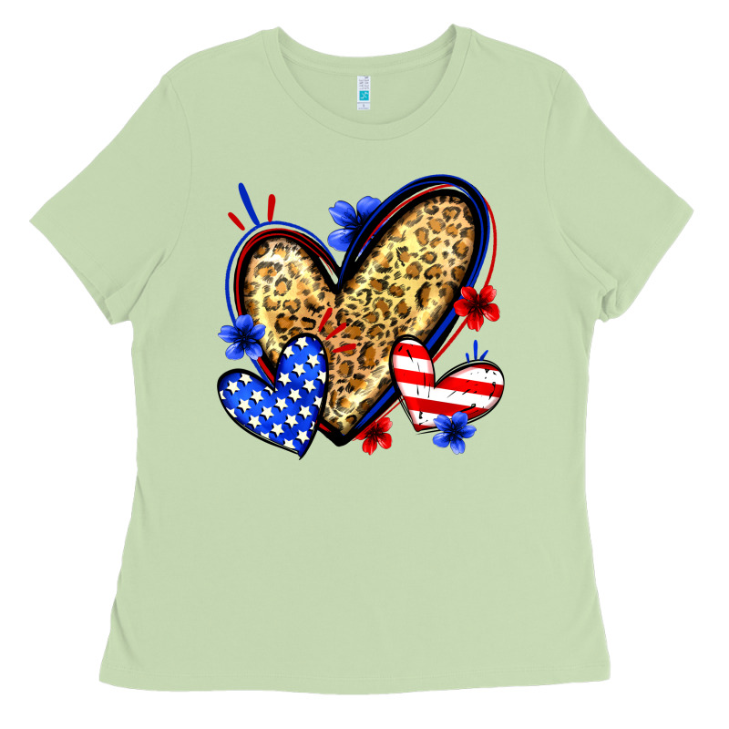 American Flag Heart Leopard Ladies Tee by Zillion Design Studio | Teevron