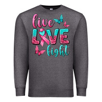 Charcoal Heather live love fight breast cancer Premium Sweatshirt - texasbilliewilder