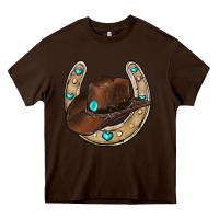 Chocolate Brown horseshoe cowboy hat Heavy Core Tee - RanaPortraitStore