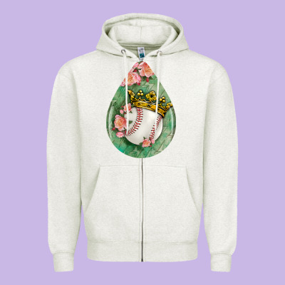 Baseball And Western Roses Teardrop  6 Zipper Hoodie Designed By Bundleandbundleshop