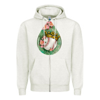 Oatmeal Heather baseball and western roses teardrop  6 Zipper Hoodie - BundleAndBundleShop