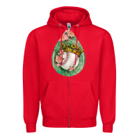 Red baseball and western roses teardrop  6 Zipper Hoodie - BundleAndBundleShop