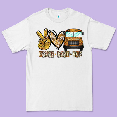 Peace Love Bus Premium Tee Designed By Cowhidedigitalart