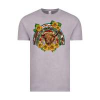Vintage Zinc scottish calf sunflowers rainbow Vintage Tee - BarkalooDesign