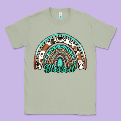 Blessed Western Rainbow Classic Tee Designed By Jasminsmagicworld