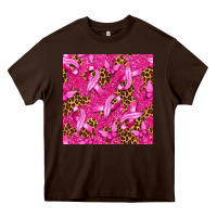 Chocolate Brown Breast Cancer with Ribbon and Butterfly Heavy Core Tee - texasbilliewilder