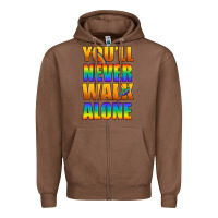 Chestnut Lgbtq You'll Never Walk Alone With Peace Zipper Hoodie - BundleAndBundleShop