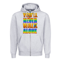 Heather Grey Lgbtq You'll Never Walk Alone With Peace Zipper Hoodie - BundleAndBundleShop