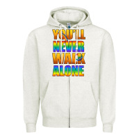Oatmeal Heather Lgbtq You'll Never Walk Alone With Peace Zipper Hoodie - BundleAndBundleShop