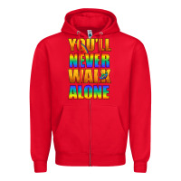 Red Lgbtq You'll Never Walk Alone With Peace Zipper Hoodie - BundleAndBundleShop
