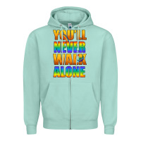 Seafoam Lgbtq You'll Never Walk Alone With Peace Zipper Hoodie - BundleAndBundleShop