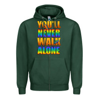 Sports Green Lgbtq You'll Never Walk Alone With Peace Zipper Hoodie - BundleAndBundleShop