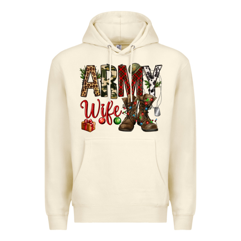 Christmas Army Wife Premium Hoodie by NancyCooperArtShop | Teevron