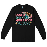 Black just a good mom with a hood playlist Long Sleeve Tee - MaliasSmallBusiness