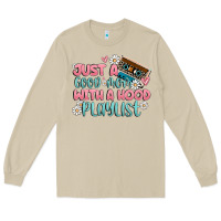 Mushroom just a good mom with a hood playlist Long Sleeve Tee - MaliasSmallBusiness