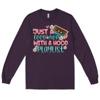Plum just a good mom with a hood playlist Long Sleeve Tee - MaliasSmallBusiness