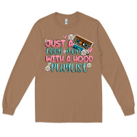 Toasted Coconut just a good mom with a hood playlist Long Sleeve Tee - MaliasSmallBusiness