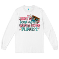 White just a good mom with a hood playlist Long Sleeve Tee - MaliasSmallBusiness