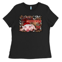 Black all i want for christmas is a pig baby Ladies Tee - RanaPortraitStore