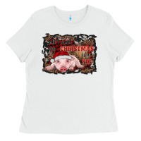 White all i want for christmas is a pig baby Ladies Tee - RanaPortraitStore