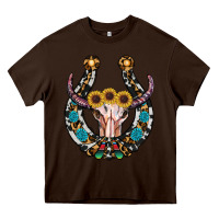 Chocolate Brown western horseshoe skull Heavy Core Tee - RanaPortraitStore
