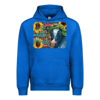 Cobalt Cow Serape Just a Little Moody Urban Hoodie - CowCowDesign