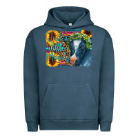 Pigment Midnight Navy Cow Serape Just a Little Moody Urban Hoodie - CowCowDesign