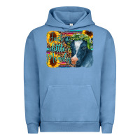 Pigment Pebble Blue Cow Serape Just a Little Moody Urban Hoodie - CowCowDesign