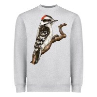 Heather Grey Downy Woodpecker Heavyweight Sweatshirt - LillyAllenDesigns
