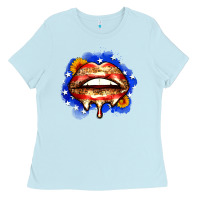 Leopard American Flag Lips Ladies Tee | Teevron