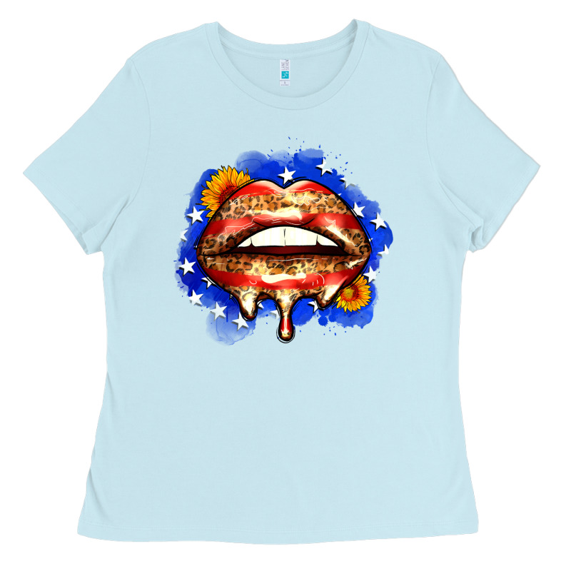 Leopard American Flag Lips Ladies Tee by Zillion Design Studio | Teevron