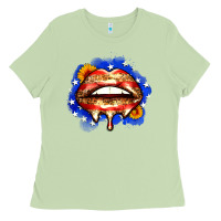 Matcha leopard american flag lips Ladies Tee - Zillion Design Studio