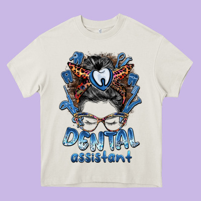 Dental Assistant Messy Bun Heavy Core Tee Designed By Barkaloodesign