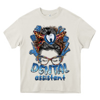 Cream dental assistant messy bun Heavy Core Tee - BarkalooDesign
