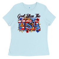 Baby Blue god bless the usa Ladies Tee - Zillion Design Studio