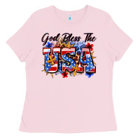 Bubblegum Pink god bless the usa Ladies Tee - Zillion Design Studio