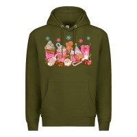 Army Green Pink gingerbread coffee cups Premium Hoodie - texasbilliewilder