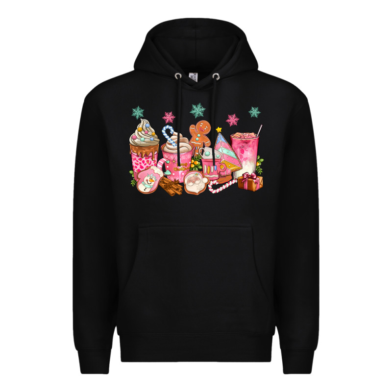Pink Gingerbread Coffee Cups Premium Hoodie by texasbilliewilder | Teevron