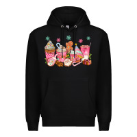 Black Pink gingerbread coffee cups Premium Hoodie - texasbilliewilder
