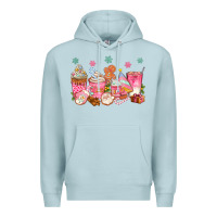 Blue Mist Pink gingerbread coffee cups Premium Hoodie - texasbilliewilder
