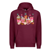 Burgundy Pink gingerbread coffee cups Premium Hoodie - texasbilliewilder