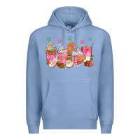 Colony Blue Pink gingerbread coffee cups Premium Hoodie - texasbilliewilder