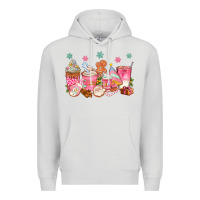 Dove Grey Pink gingerbread coffee cups Premium Hoodie - texasbilliewilder