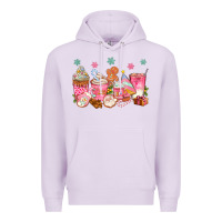 Lilac Pink gingerbread coffee cups Premium Hoodie - texasbilliewilder