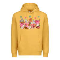 Mustard Pink gingerbread coffee cups Premium Hoodie - texasbilliewilder